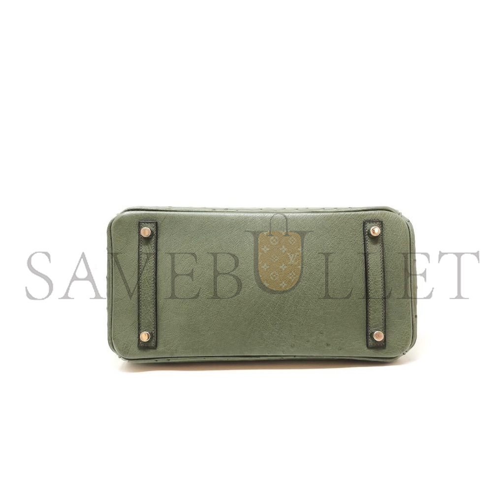 H**mes master birkin 30 ostrich leather dark green gold buckle h041933ck81 (30*22*16cm)